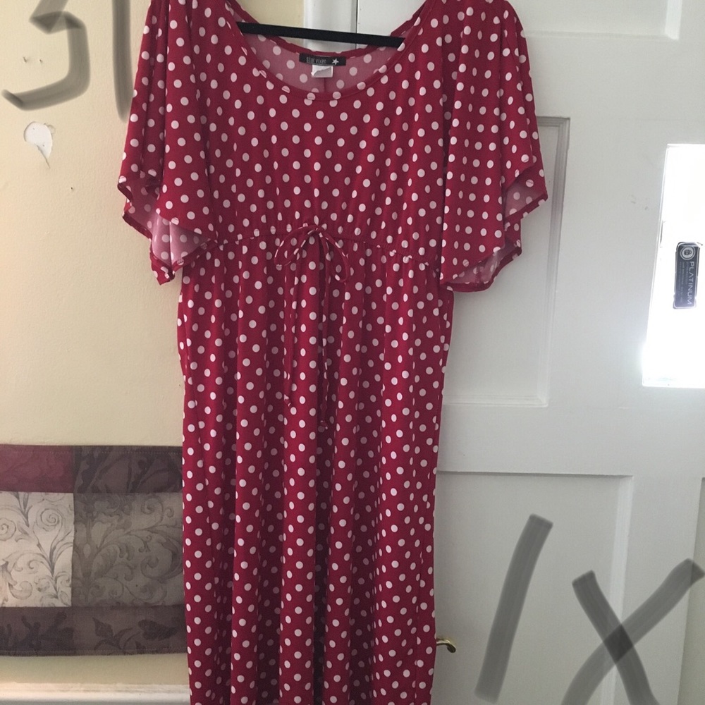 Empire waist tunic/dress. Cherry red